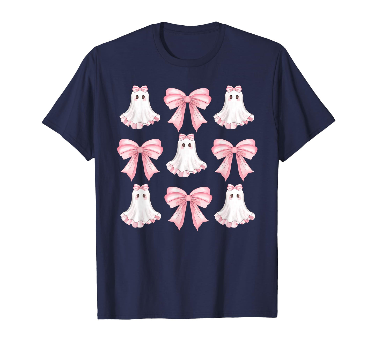 Pink Coquette Bow Cute Ghost Halloween Costume Girls Women T-Shirt