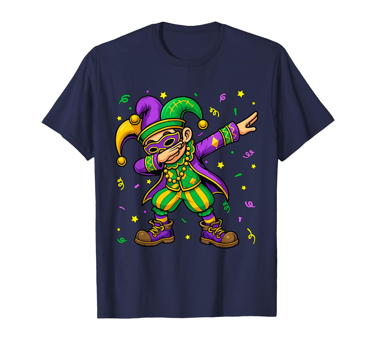 Mardi Gras Dabbing Boy Funny Jester Hat Kid New Orleans Trip T-Shirt