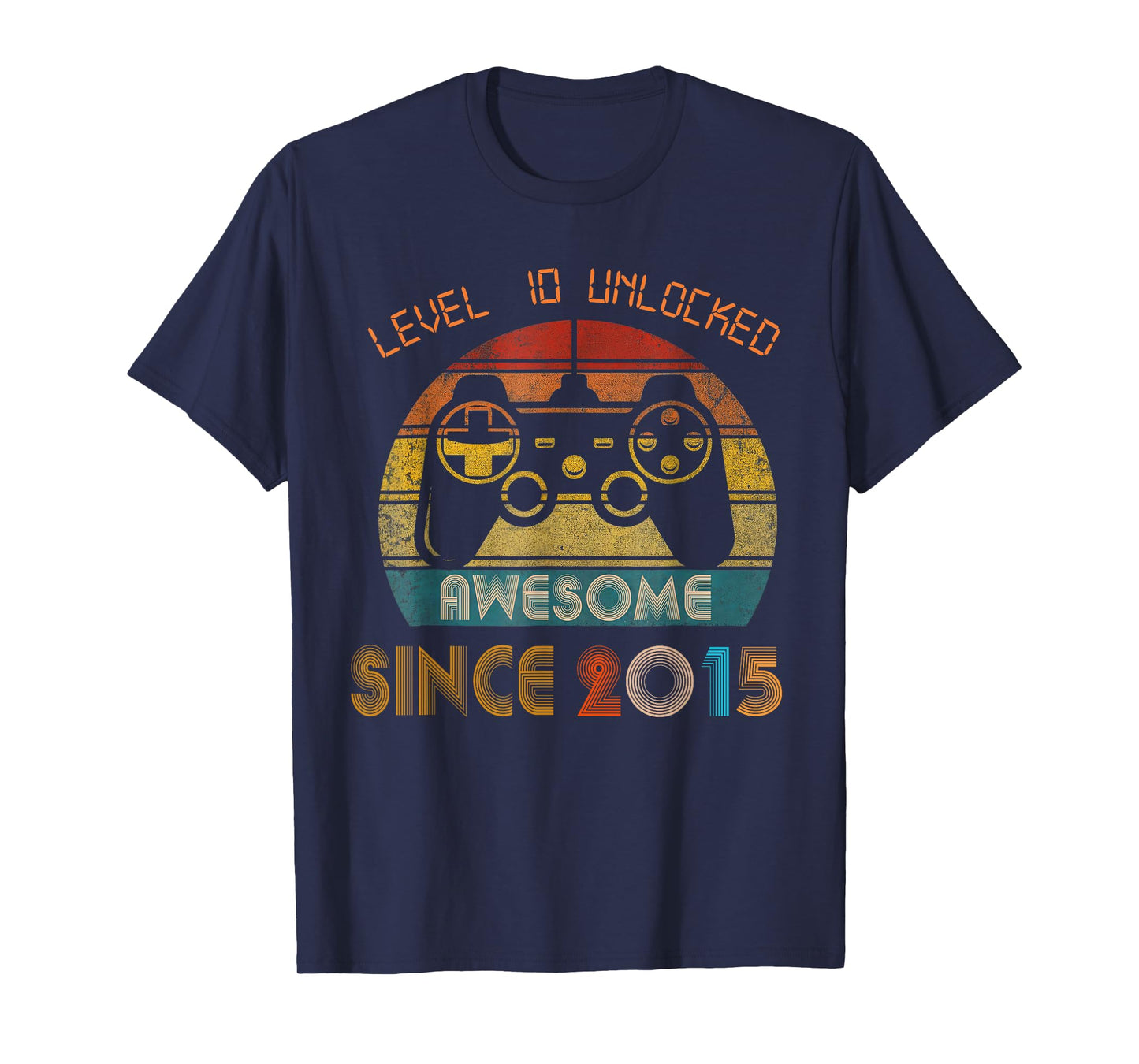 Level 10 Unlocked Awesome Since 2015 10th Birthday Gaming T-Shirt