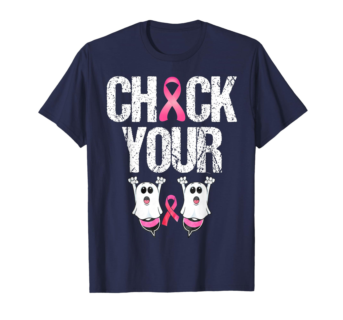 Check Your Boo Bee Funny Ghost Halloween Cancer Breast Pink T-Shirt