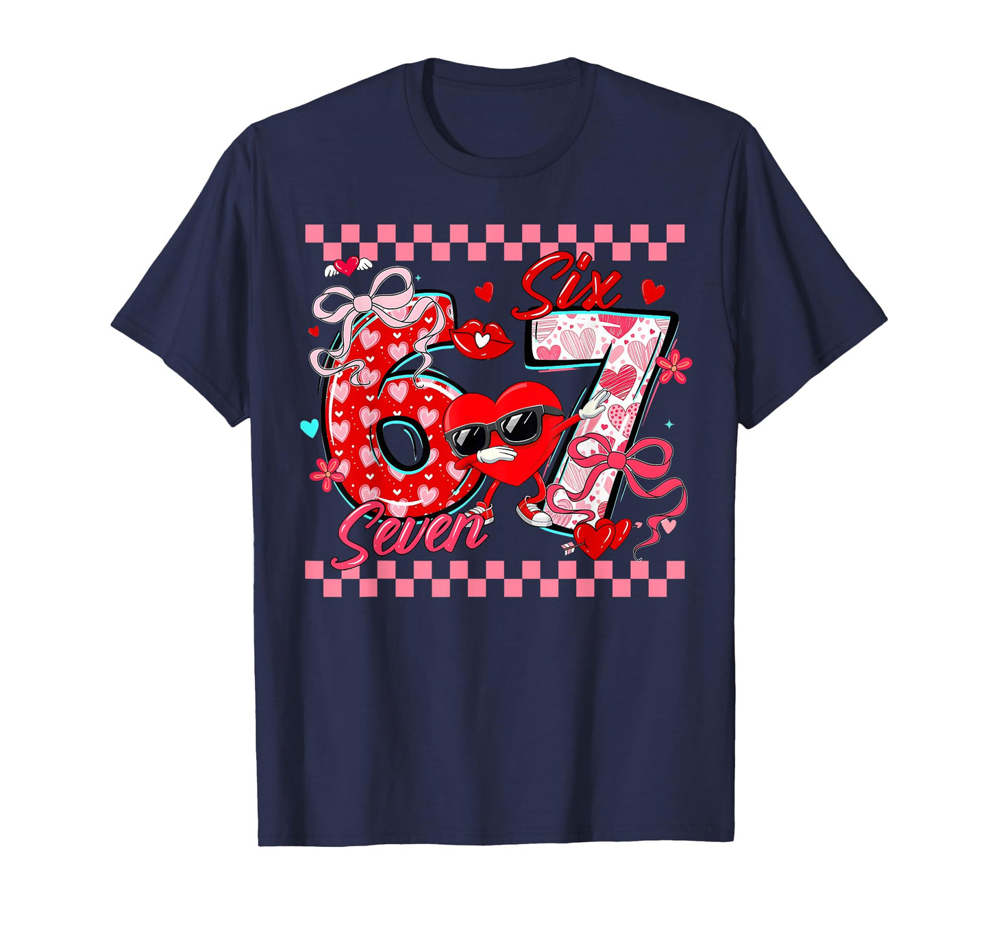 Valentine 67 Six Seven Meme Dabbing Hearts Matching Couple T-Shirt