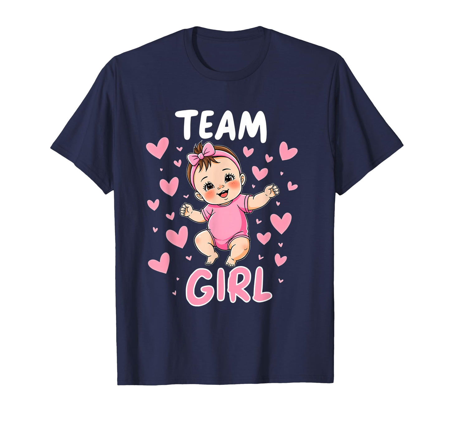 Team Girl Design Baby Girl Gender Reveal T-Shirt