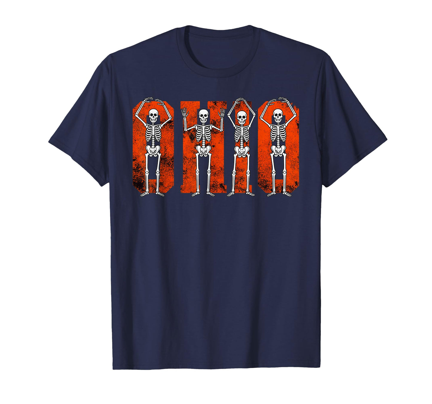 O-H-I-O State Funny Skeletons Ohio Vintage Halloween Team T-Shirt