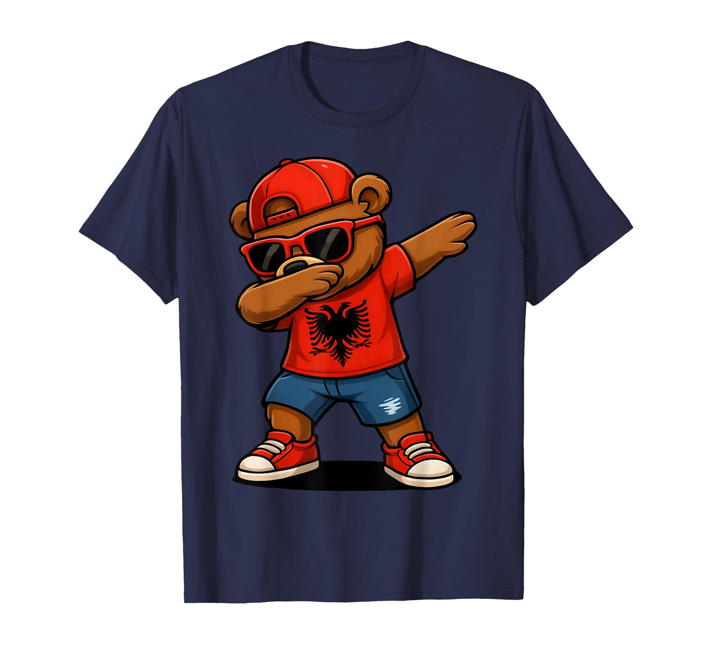 Funny Dabbing Bear Albania Flag Patriotic Albanian T-Shirt