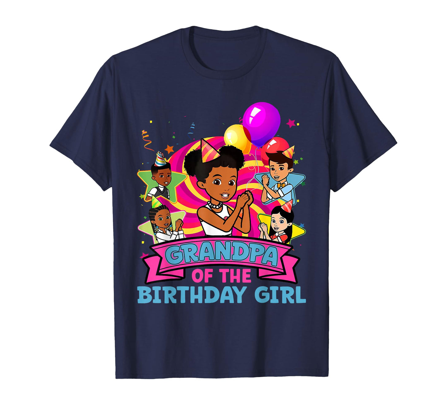 Grandpa of Birthday Girl Gracie Pink Doll Family Decorations T-Shirt