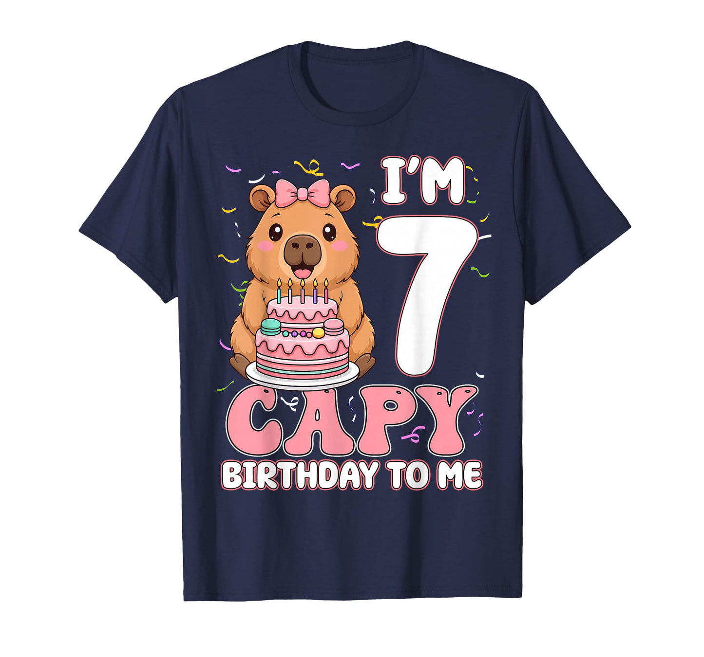 7 Years Old Capy Birthday to Me 7th Birthday Capybara Girl T-Shirt