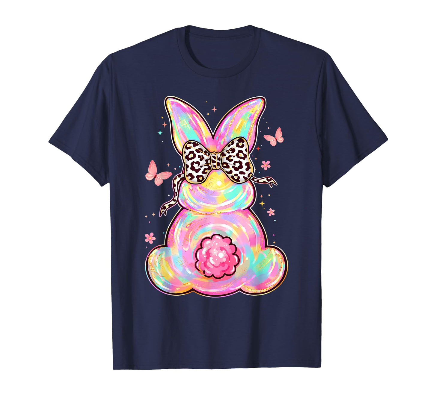 Women Girls Easter Cute Bunny Leopard Easter Women Kids Girl T-Shirt