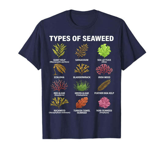 Types of Seaweed, Seaweed Species Chart, Marine Algae Types T-Shirt