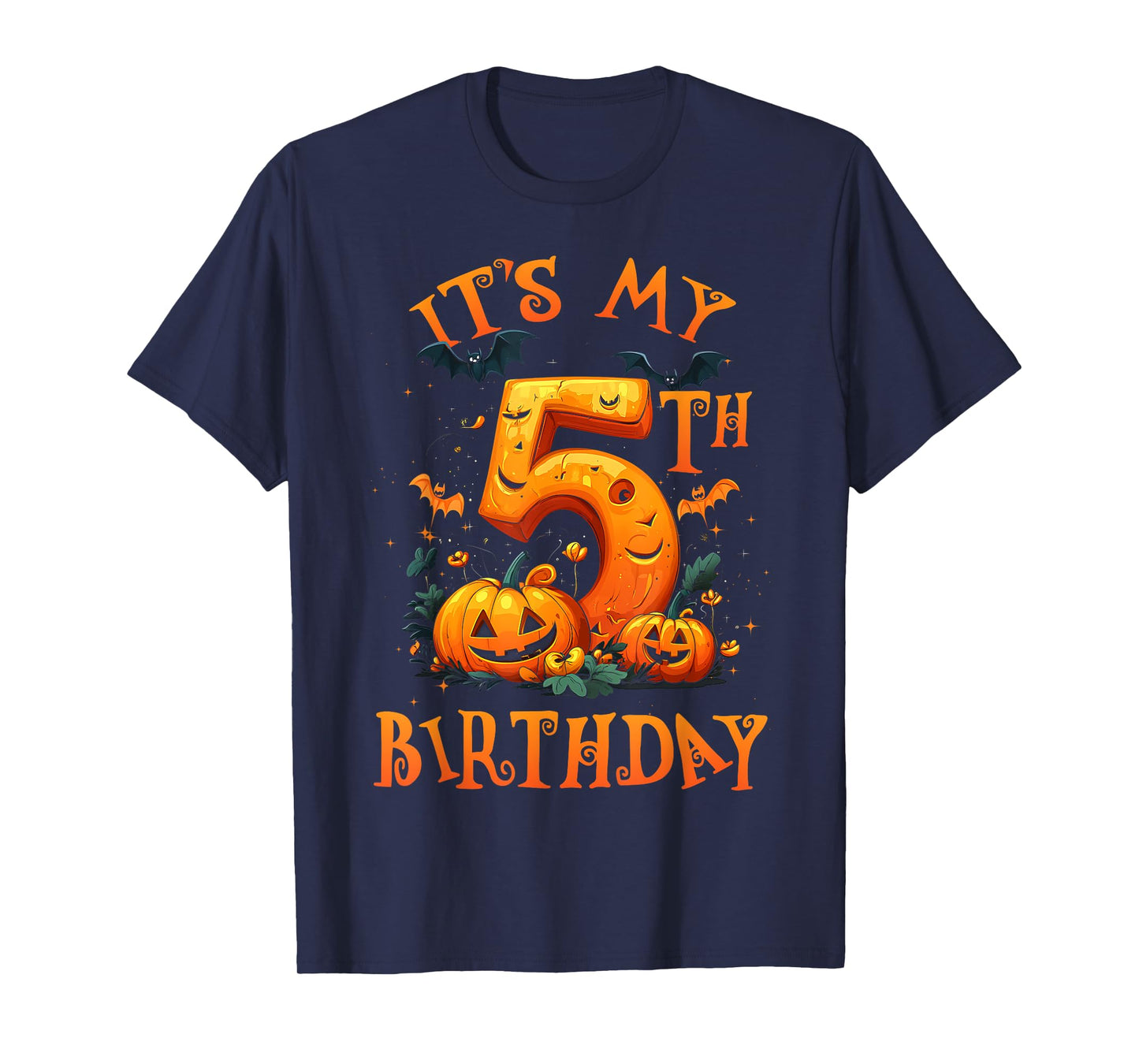 Boo It's My 5th Birthday Halloween Pumpkin 5 Years Old T-Shirt