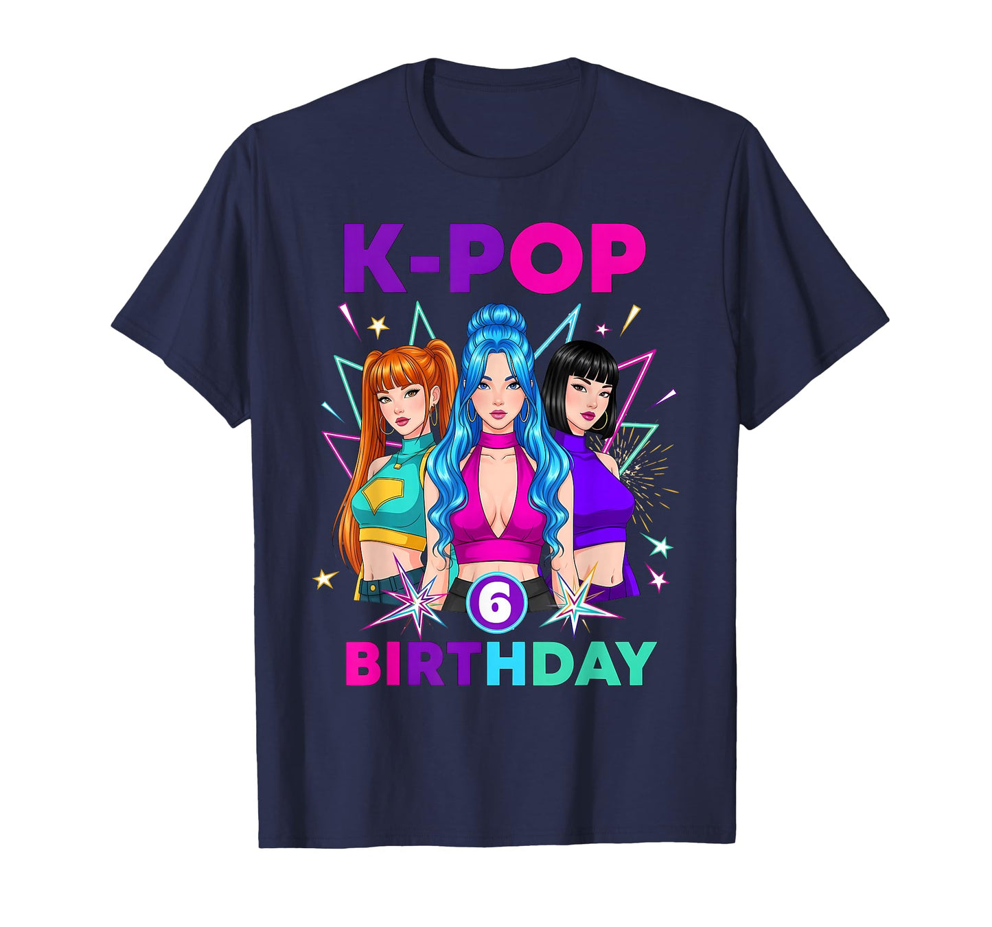 6 Years Old Birthday K Pop Kids 6th Birthday Girls K-pop T-Shirt
