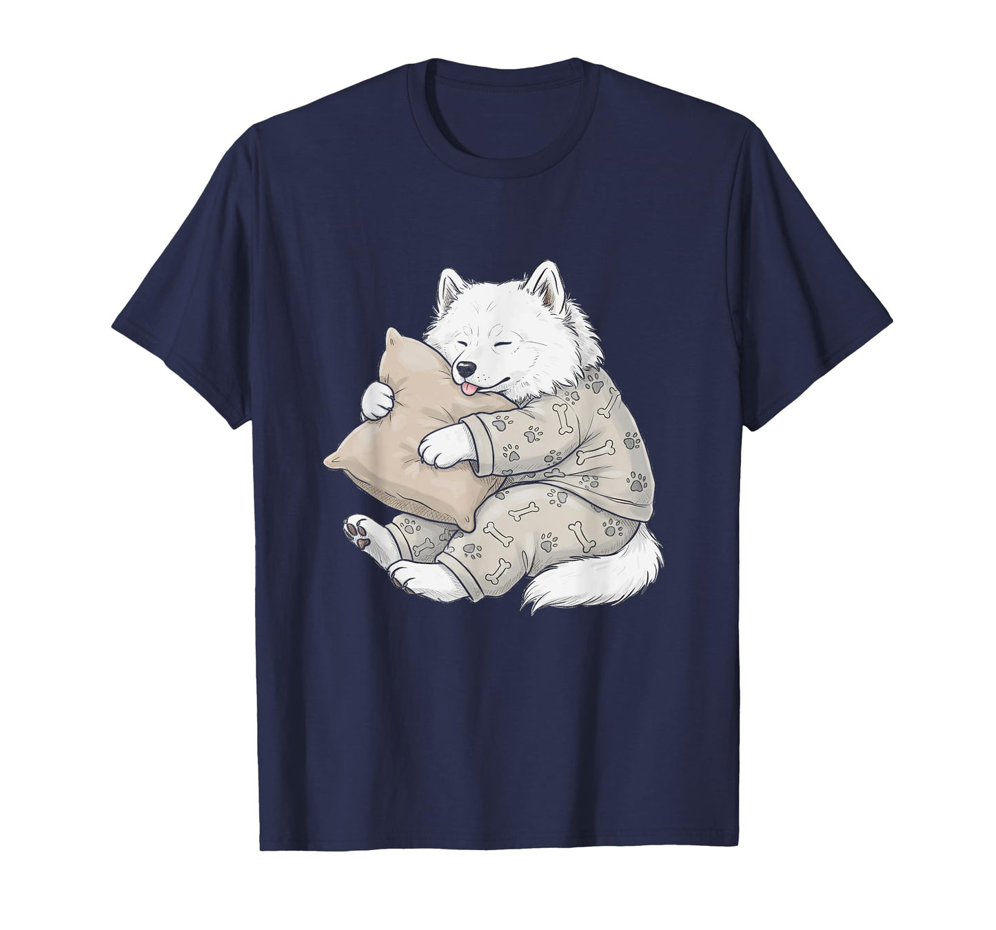 Funny Sleepy Samoyed Pajama Men Women Kids T-Shirt