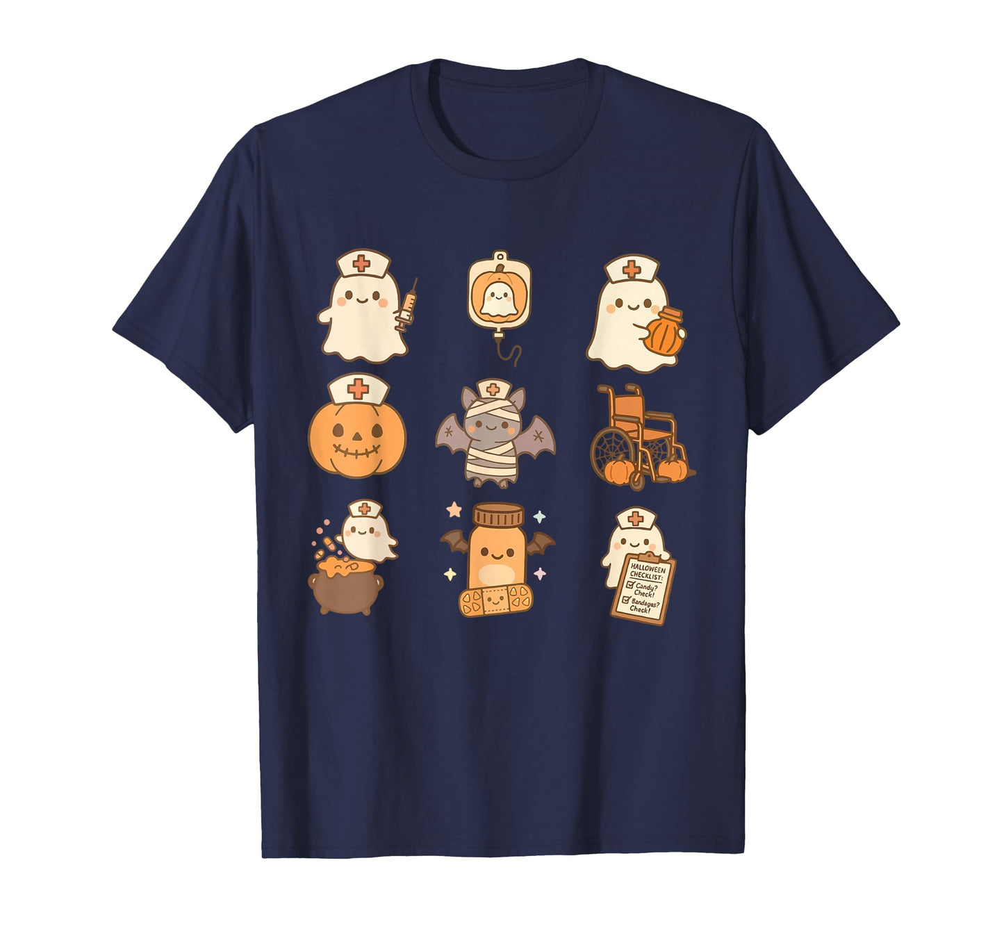 Funny Spooky Nurse Halloween Pumpkin Ghost School Nursing T-Shirt