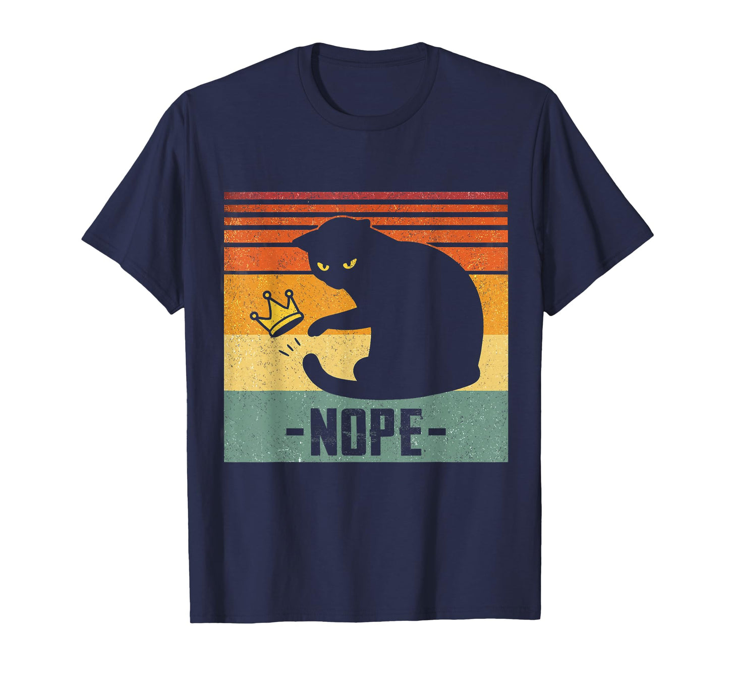 No Kings In America Black Cat Funny Cat Kicking Crown T-Shirt