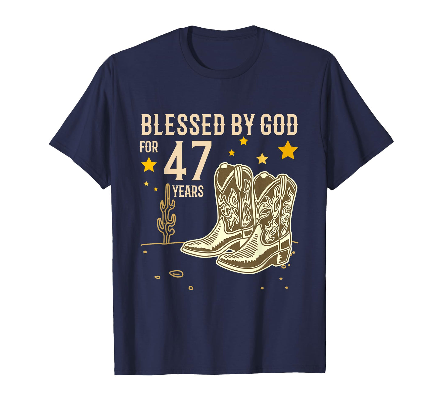 Vintage Blessed by God for 47 Years Cowboy 47th Birthday Men T-Shirt