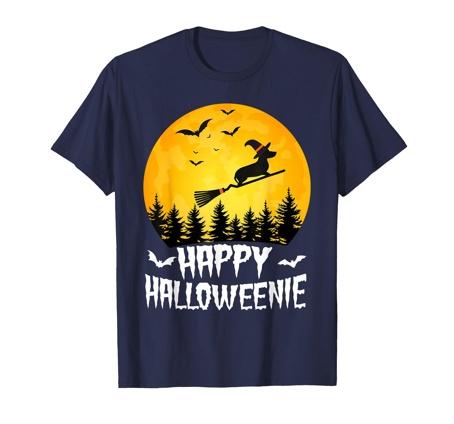 Happy Halloweenie Weiner Dog Dachshund Witch Hat Halloween T-Shirt