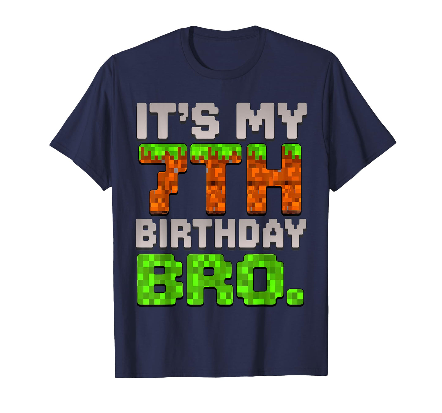 Kids Boy It's My 7th Birthday Bro Video Game Pixel T-Shirt