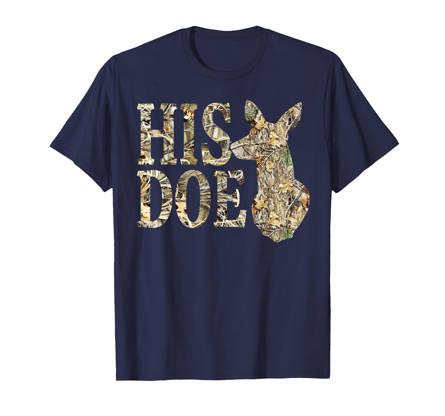 Retro His Doe Camo Deer Hunting Camouflage Matching Couple T-Shirt