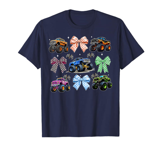 Monster Truck 4 Wheeler Offroad Girl Coquette Bow Pink Mom T-Shirt