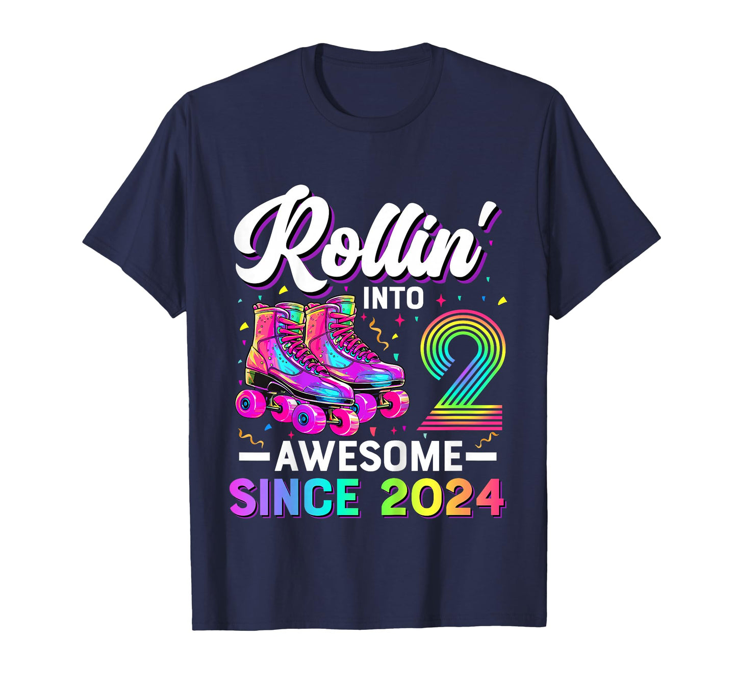 Kids 2nd Birthday Shirt Girl Two 2 Year Old Roller Skate Skating T-Shirt