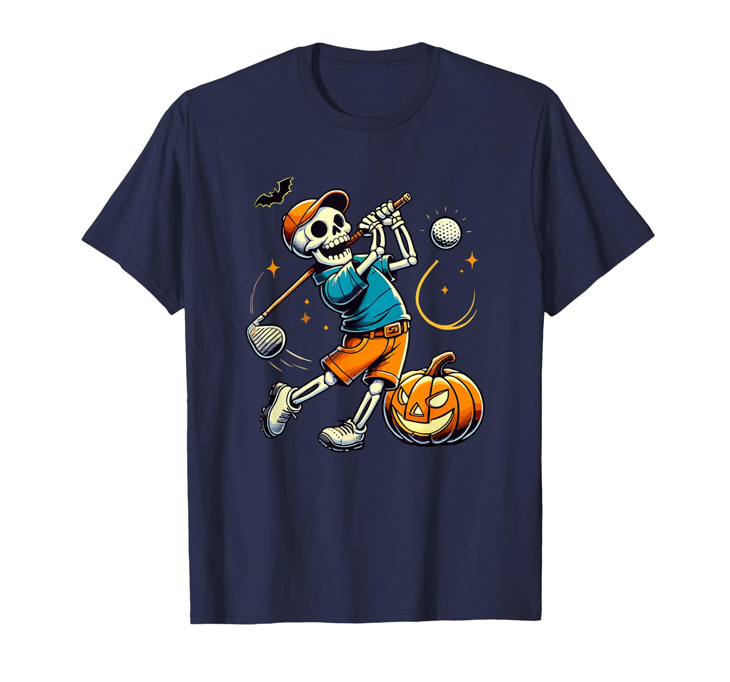 Halloween Skeleton Golf Player Golfing Golfer Pumpkin T-Shirt