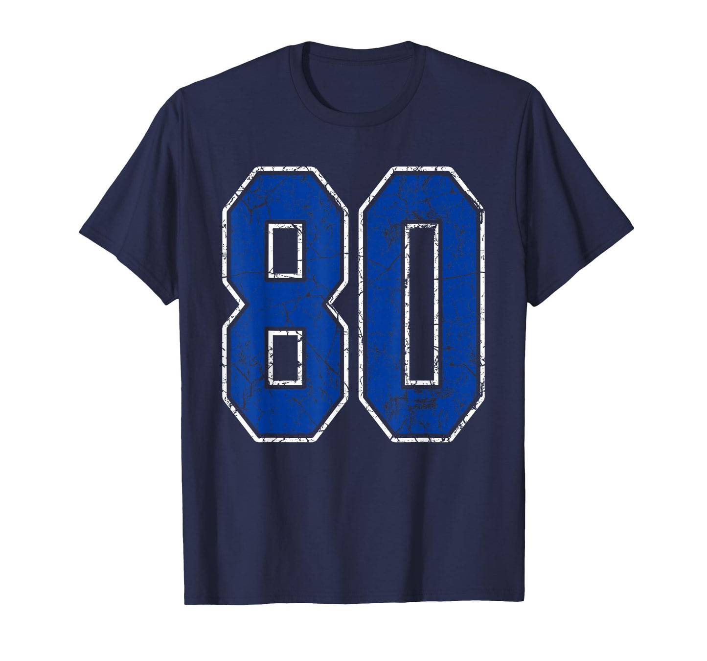 Royal Blue and White Number 80 Jersey Player Uniform #80 Fan T-Shirt