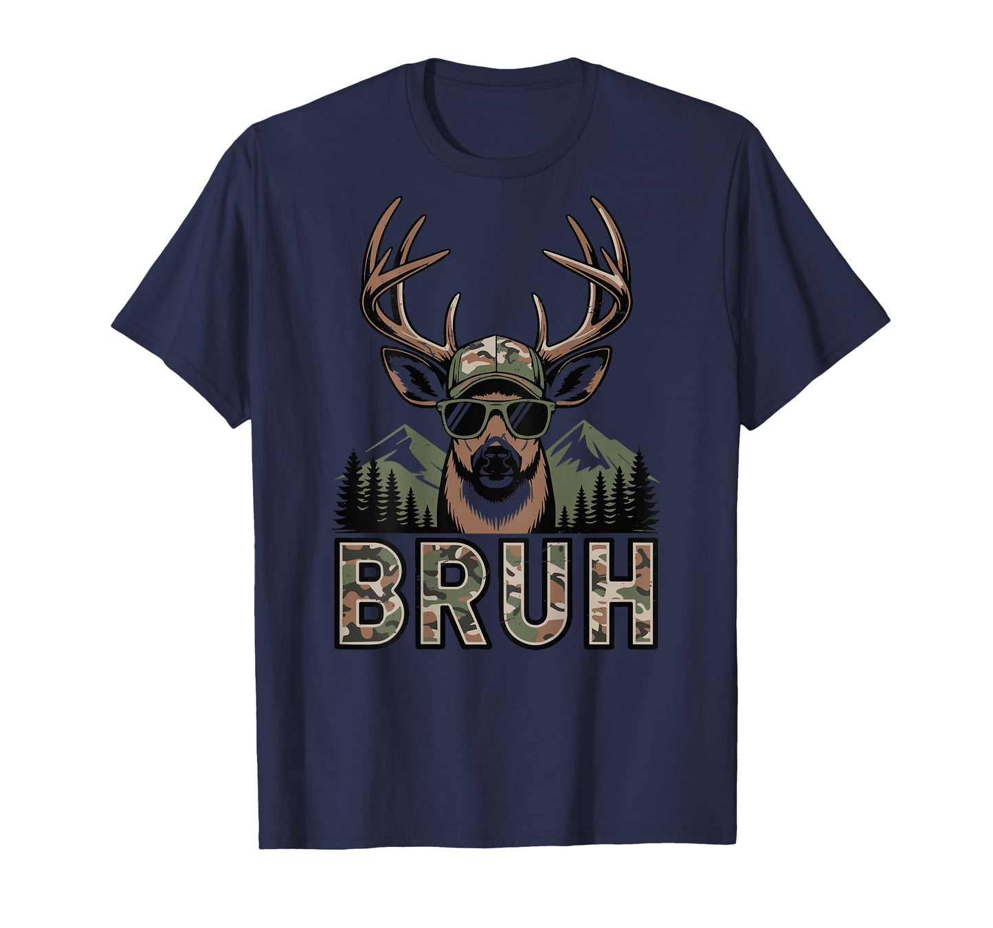 Bruh Camo Deer Hunting Camouflage Elk Buck Funny Youth Boys T-Shirt