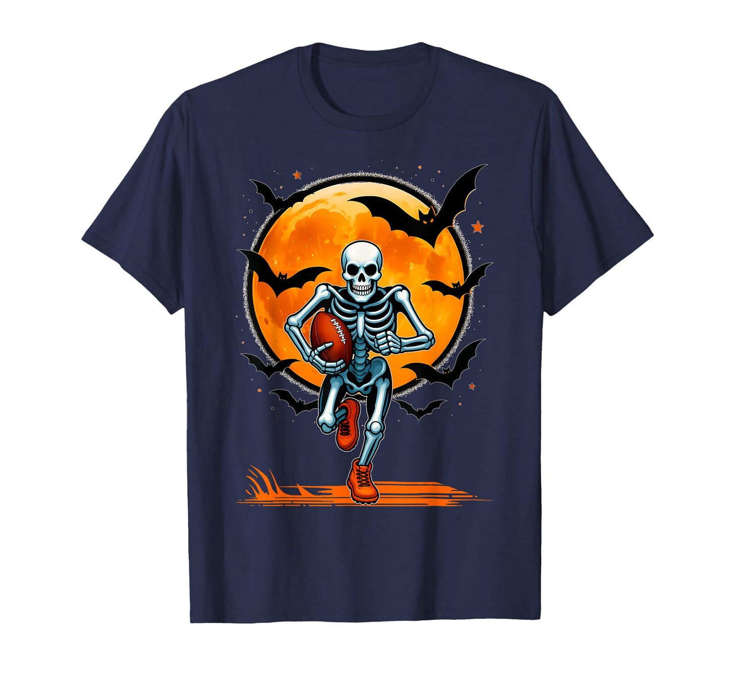 Funny American Football Skeleton Player Halloween Mens Boys T-Shirt