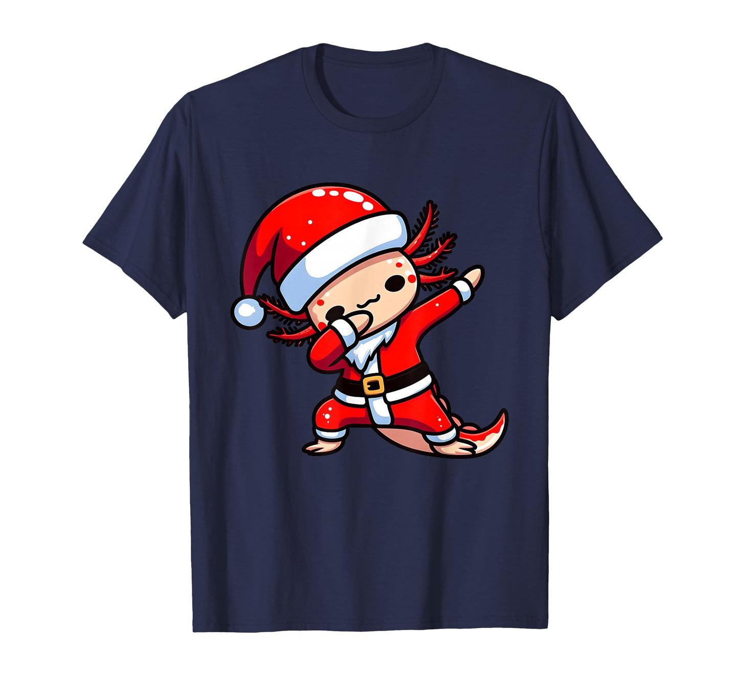 Dabbing Axolotl Santa Claus Hat Kids Boys Christmas Pajama T-Shirt