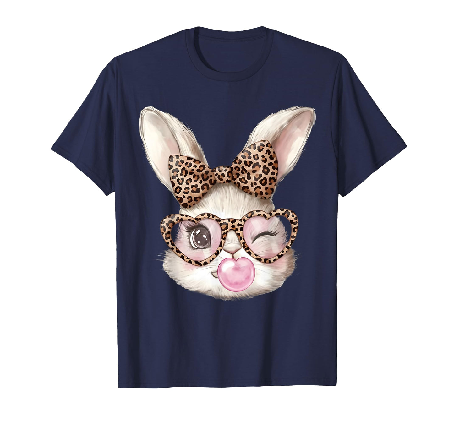 Easter Bunny Cute Glasses Leopard Bunny Rabbit Easter Girls T-Shirt