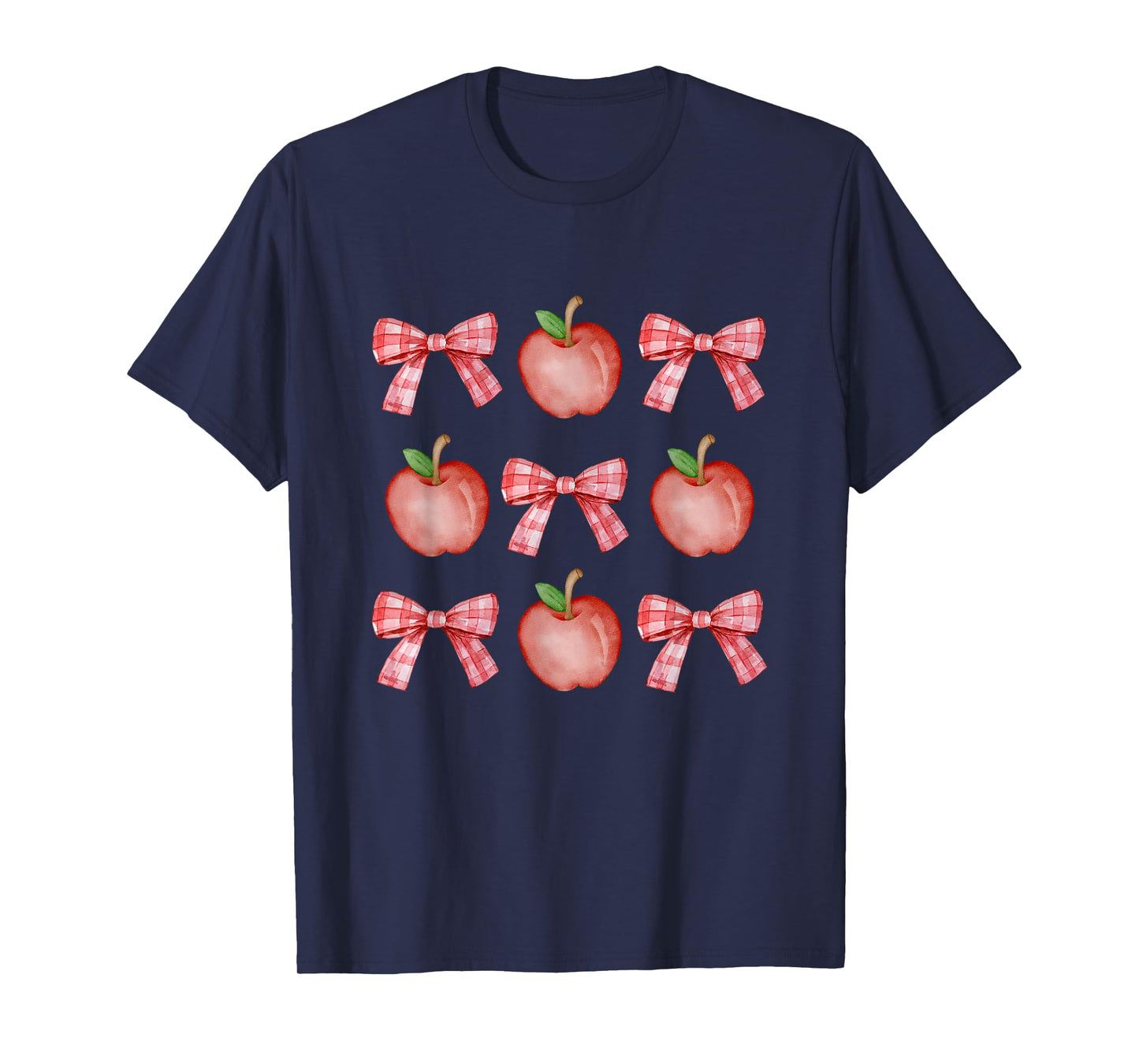 Apples and Checkered Bows Design Clean Girl Cute T-Shirt