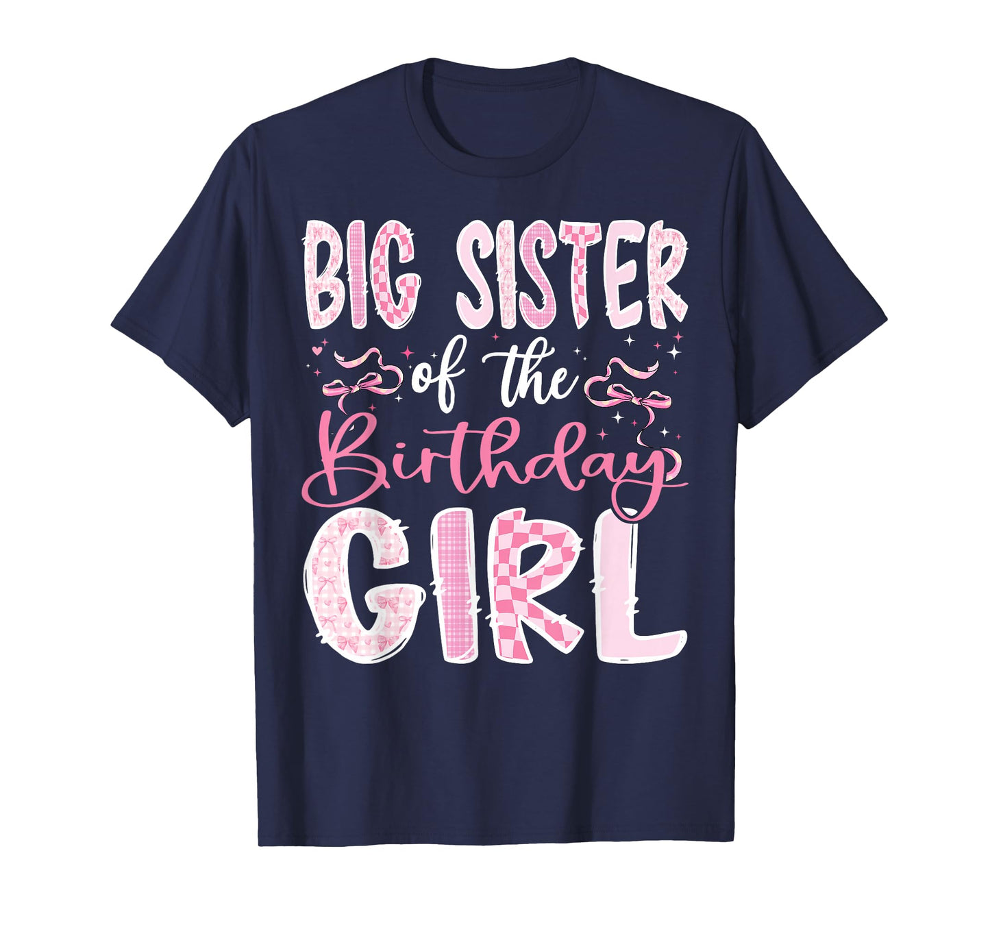 Big Sister of The Birthday Girl Pink Coquette Bow Family T-Shirt