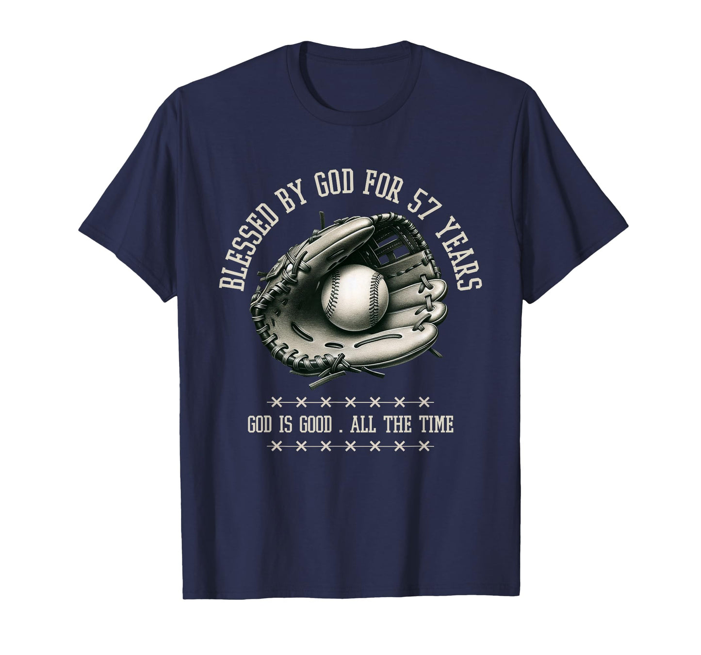 Blessed by God for 57 Years Old Baseball 57th Birthday Gifts T-Shirt