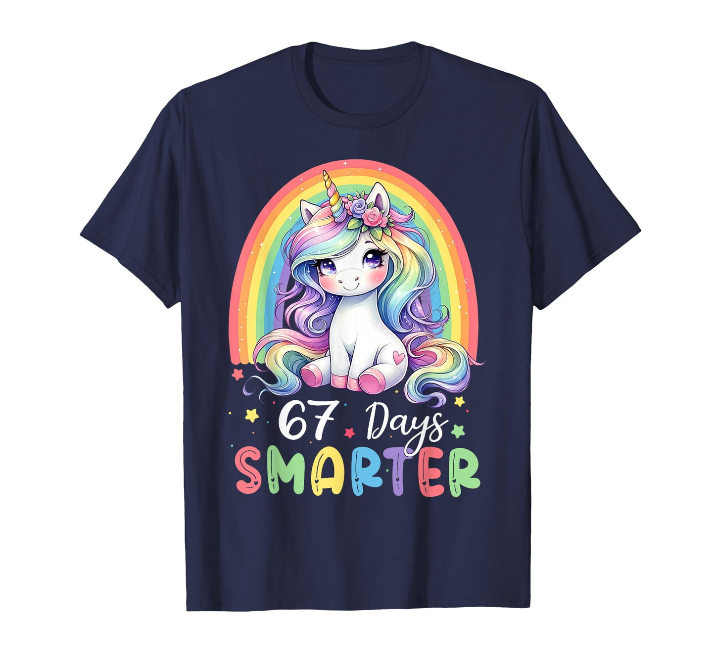 67 Days Smarter Kids Girls Unicorn 67th Day of School T-Shirt