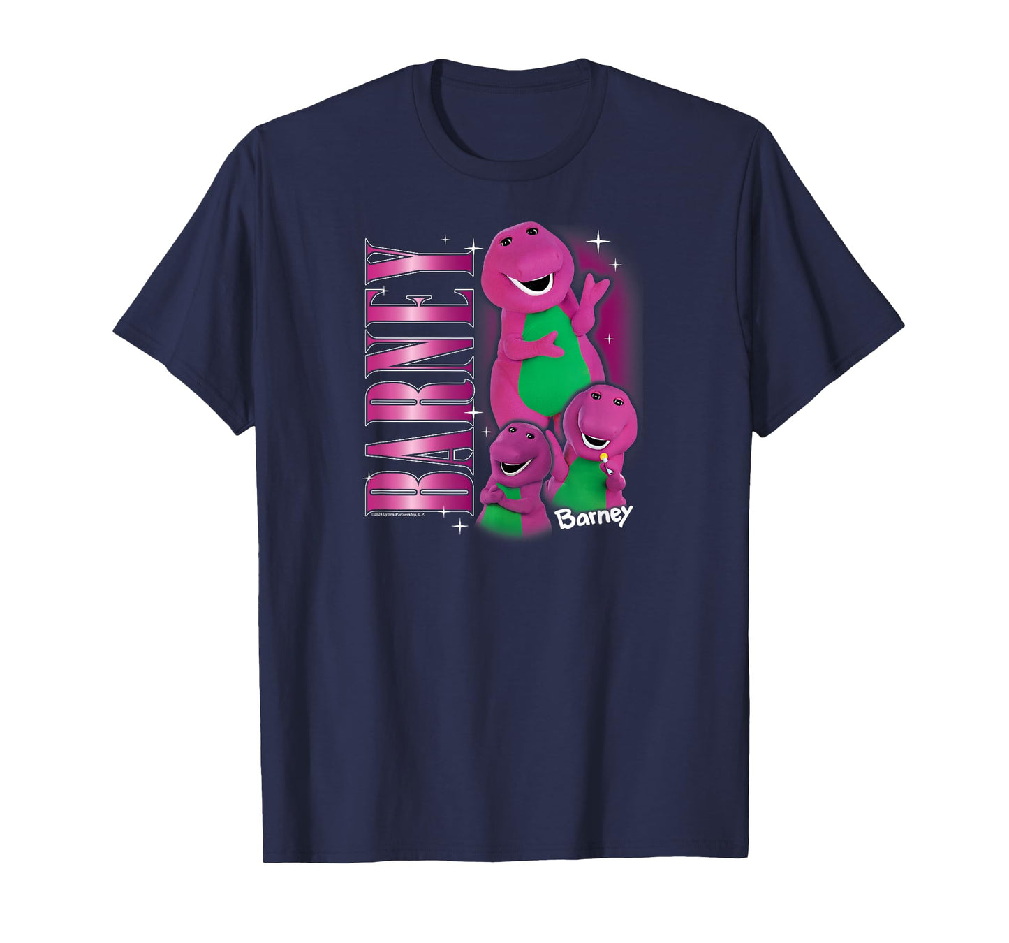 Barney - Vintage 90s Purple Dinosaur Character Collage T-Shirt