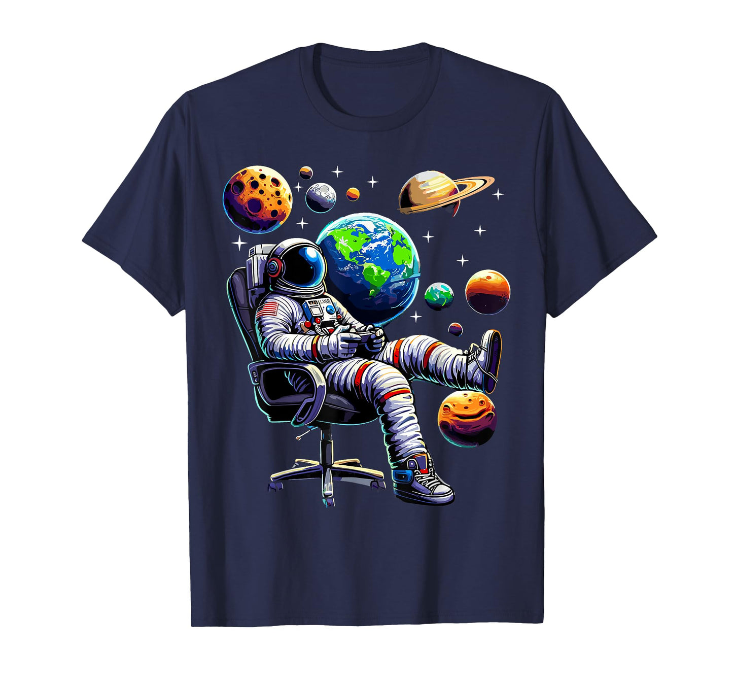 Astronaut Gamer Space Gaming System Planets T-Shirt