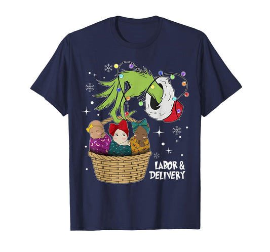 Labor and Delivery Nurse Christmas Lights Snowflake Holiday T-Shirt