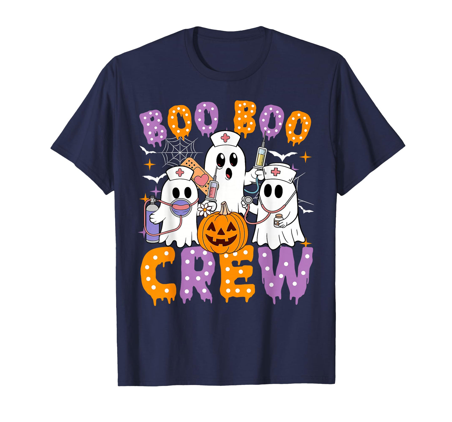 Boo Boo Crew Nurse Ghost Scrub Halloween Custom Women Men T-Shirt