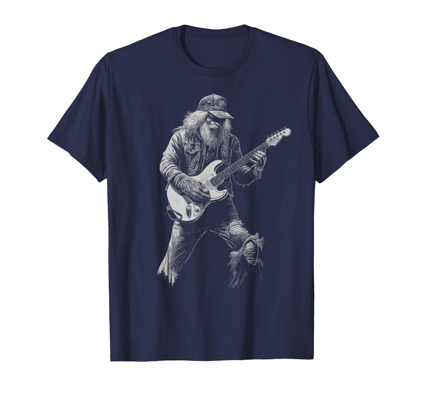 Bigfoot Playing Electric Guitar Rock On Sasquatch T-Shirt