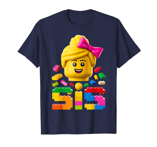 Family Sister Master Builder Building Bricks Blocks Girls T-Shirt