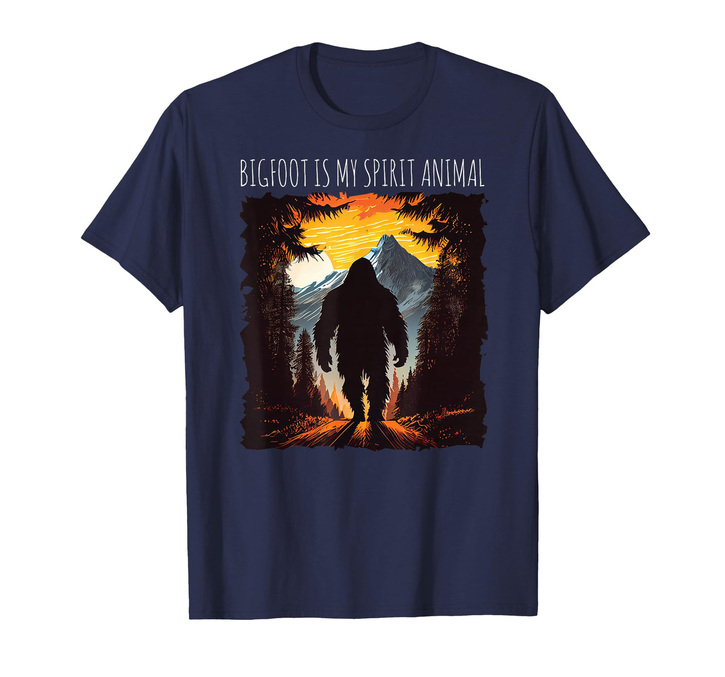 Bigfoot is My Spirit Animal Bigfoot Hiking Mountains Funny T-Shirt