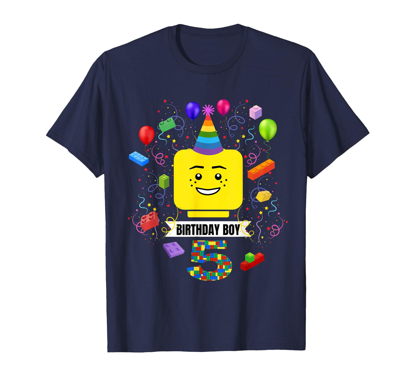 Building Bricks Birthday Boy 5 5th Master Builder Blocks T-Shirt