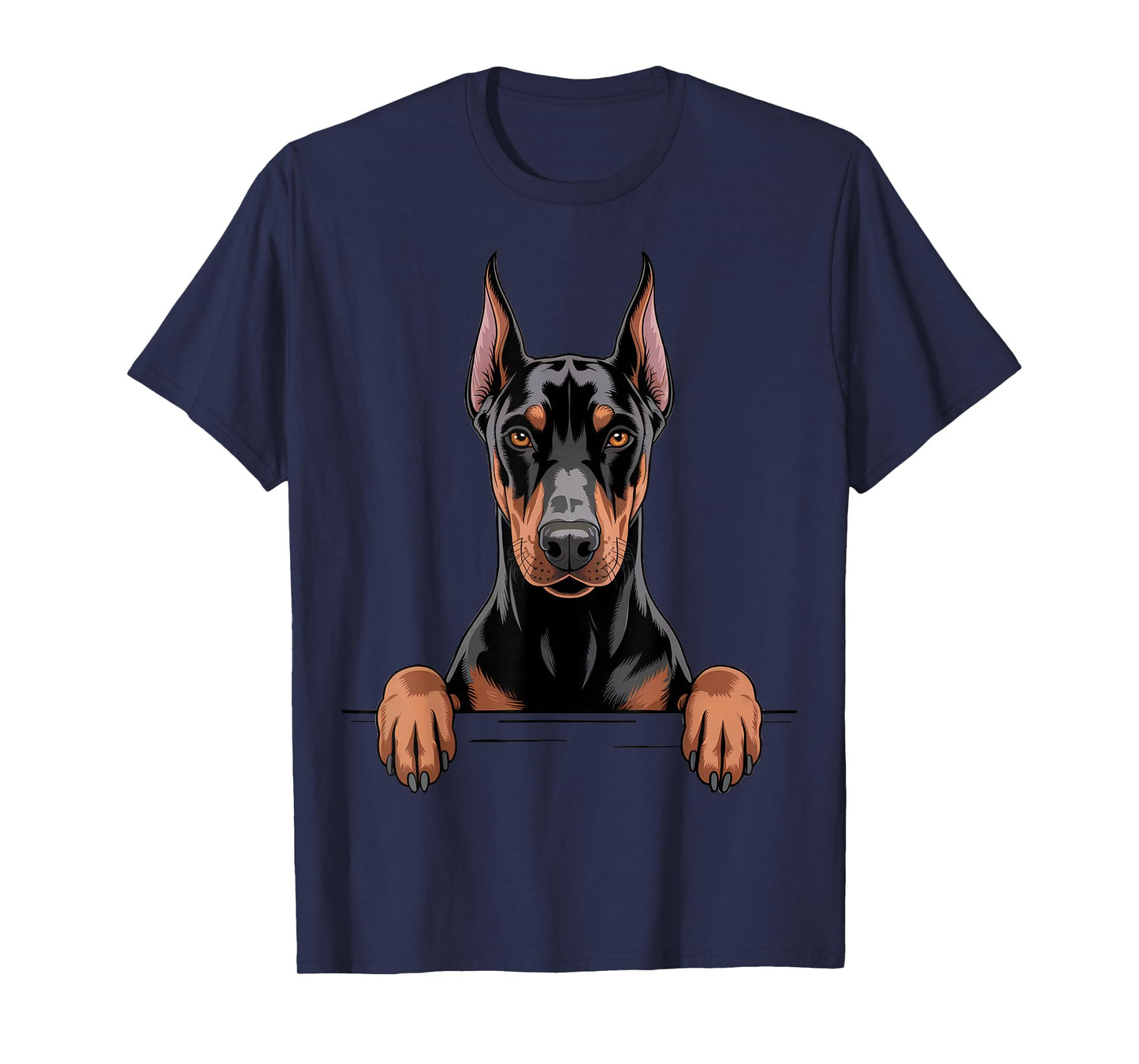Doberman Pinscher Funny Peeking Pocket Dobermann Puppy Dog T-Shirt