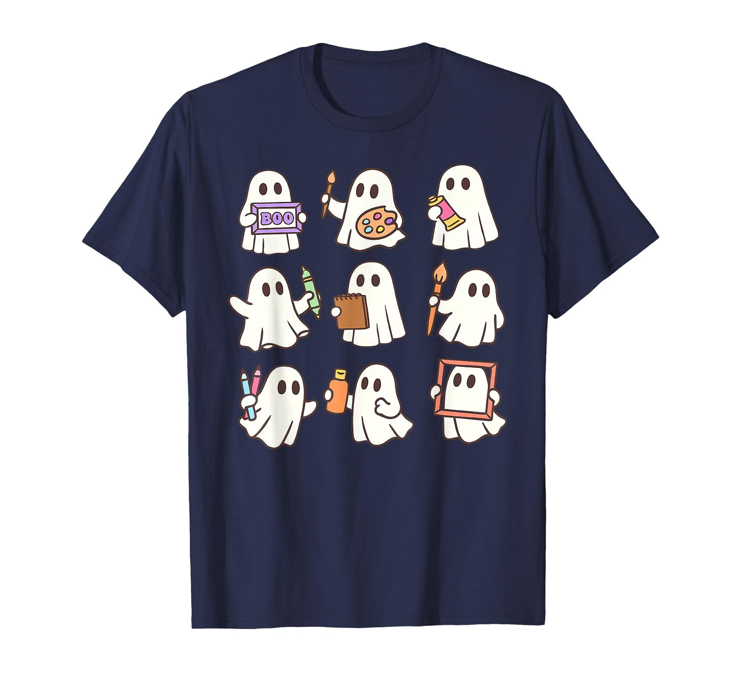 Art Teacher Ghost Halloween Artists Painter Teacher Spooky T-Shirt