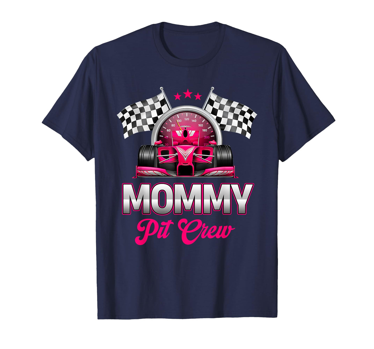 Mommy Pit Crew Race Car Birthday Girl Party Racing Family T-Shirt