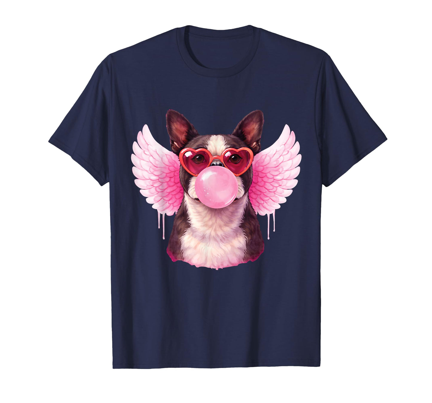 Retro Cupid Valentine Dog Love Hearts Cute Boston Terrier T-Shirt
