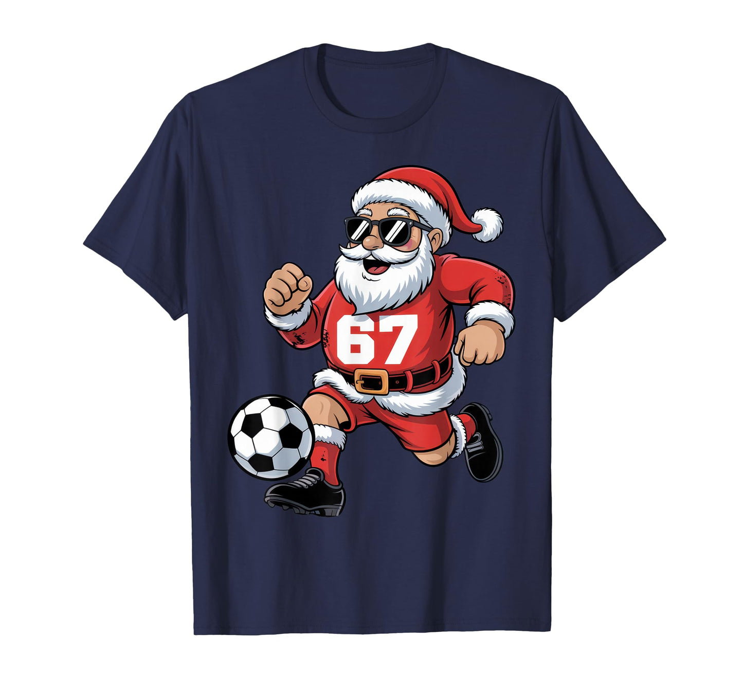 67 Soccer Santa Design for Christmas Sports Fans T-Shirt