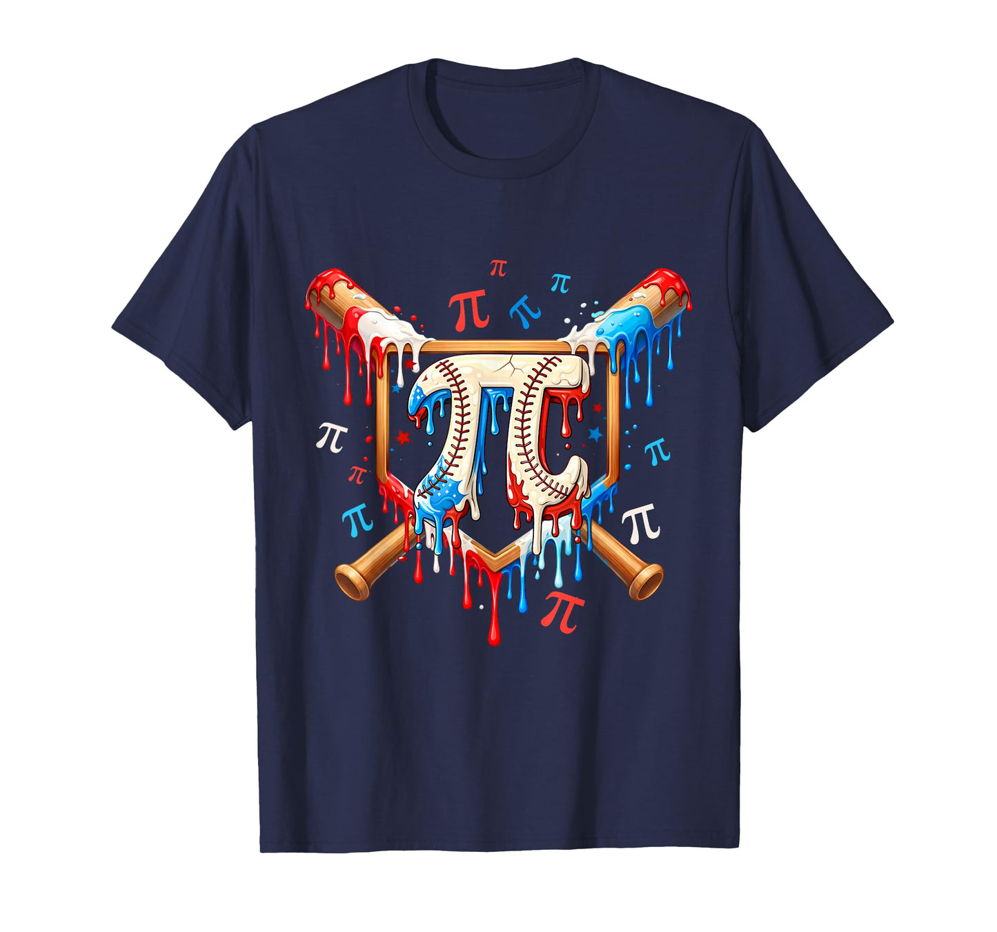 Happy Pi Day Baseball 3.14 Pi Symbol Kids Ice Cream Drip Boy T-Shirt