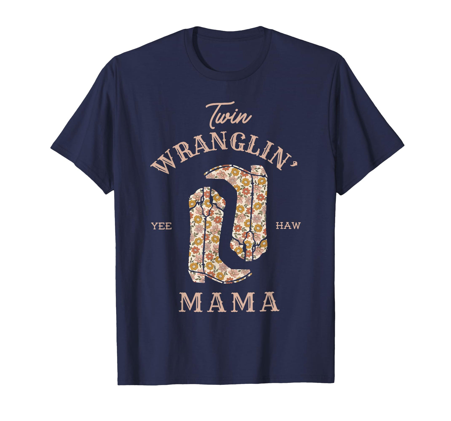 Twin Wranglin's Mama Pregnancy Announcement Baby Western Mom T-Shirt