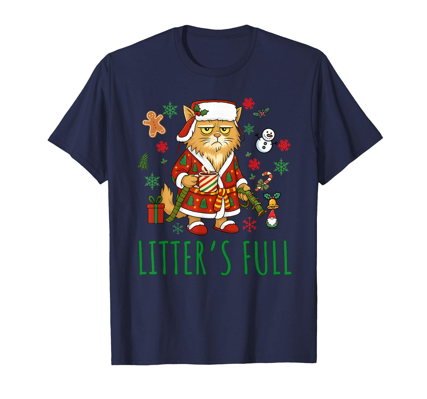 Litter's Full Funny Silly Cat Holding Coffee Meme T-Shirt