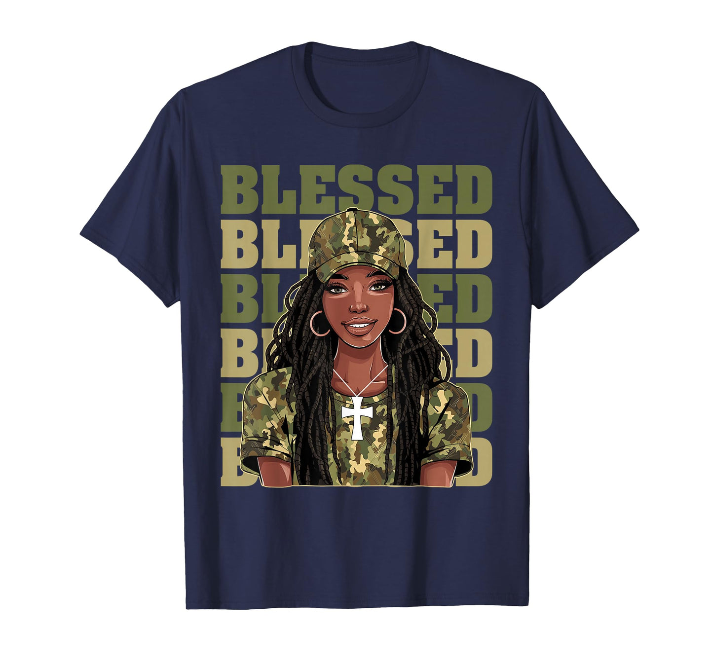 Blessed Black Woman Afro African American Christian Saying T-Shirt